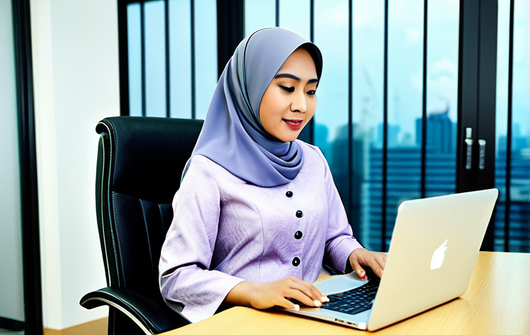 **

A professional Malaysian businesswoman in a modest baju kurung, working on a laptop in a bright, modern office in Kuala Lumpur, fully clothed, appropriate attire, safe for work, perfect anatomy, natural proportions, professional photography, high quality, family-friendly.

**